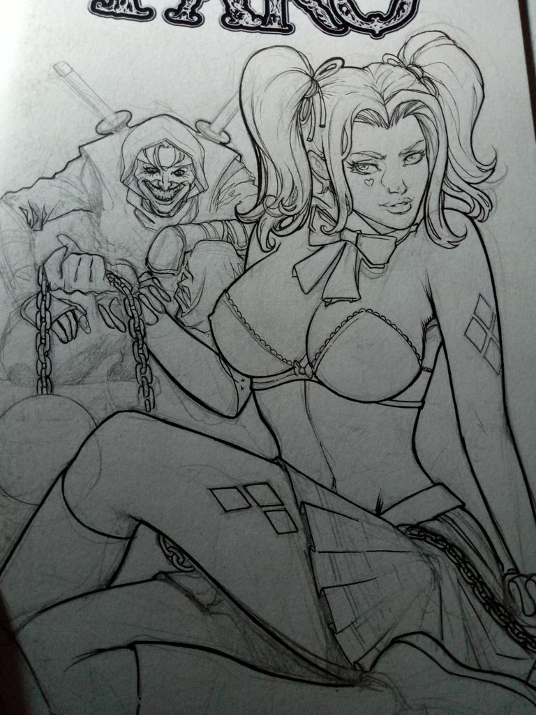Harley Schoolgirl Double Sketch -- Action Comics 16