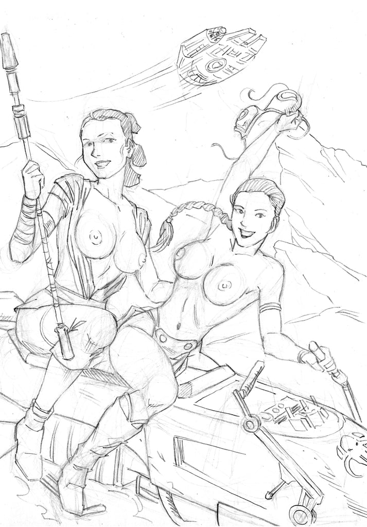 Leia & Rey Topless Sketches Yum Yum Yum