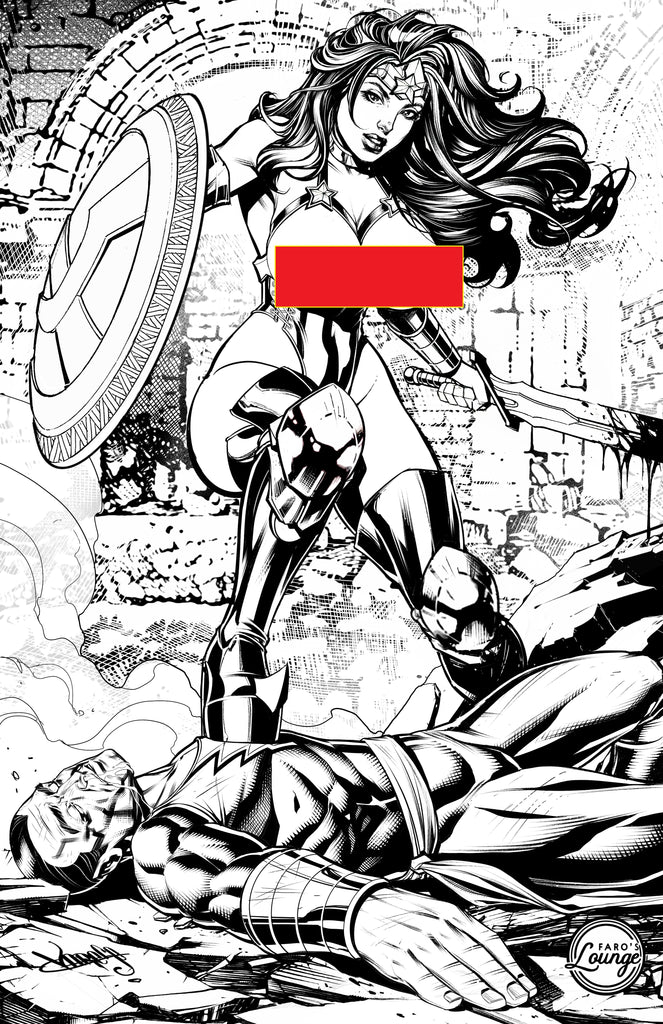 Wonder Woman Vs Black Adam Poster -- Hilaria Baldwin Laptop Sticker Sketch