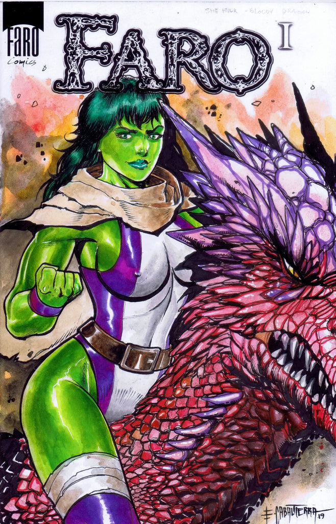Alien Vs Harley Sketches -- She-Hulk Riding a Bloody Dragon -- Faro Tuesday
