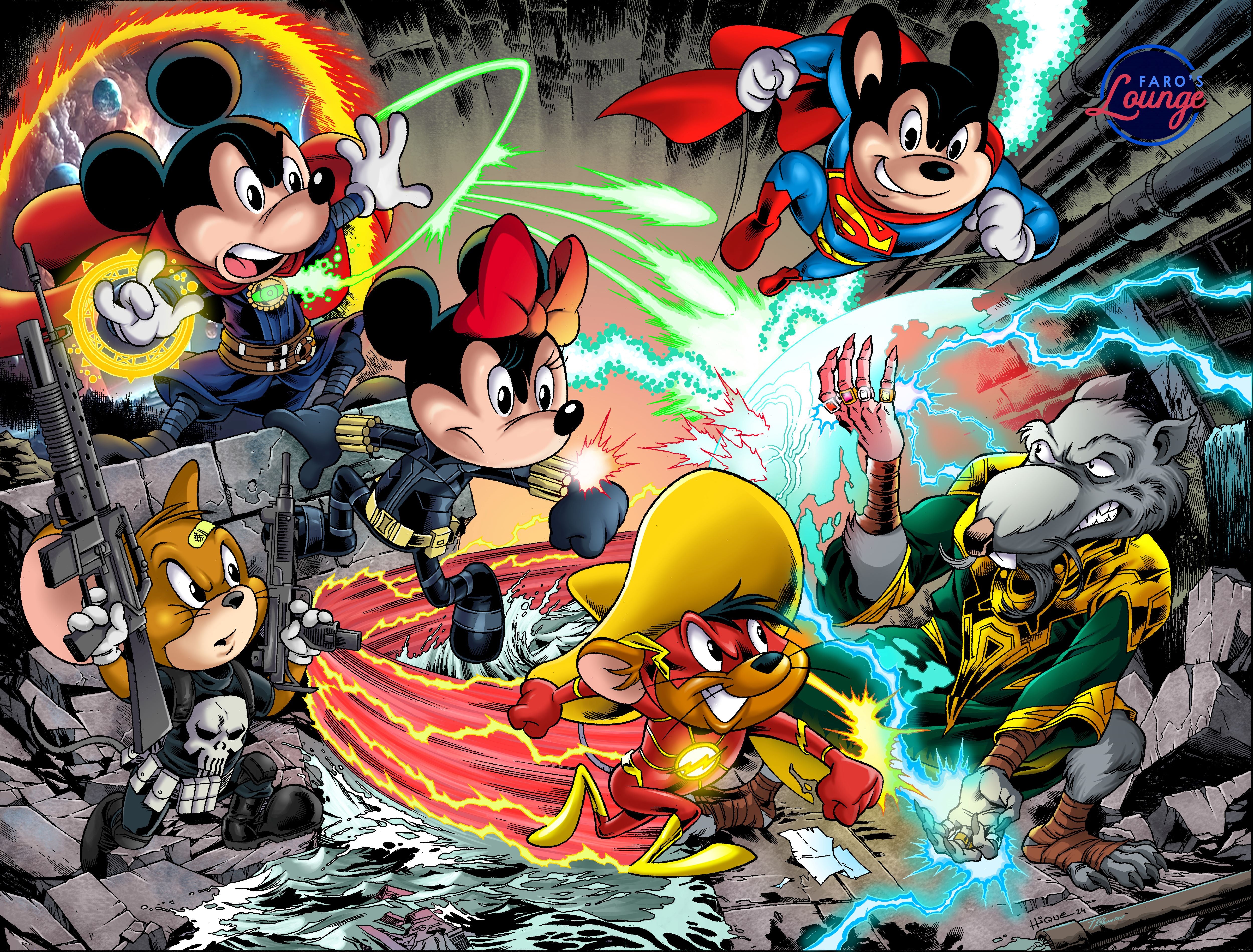 Action Poster Pack -- Aliens Vs Turtles -- The Rat Pack -- Mickey, Minnie, Jerry, Speedy