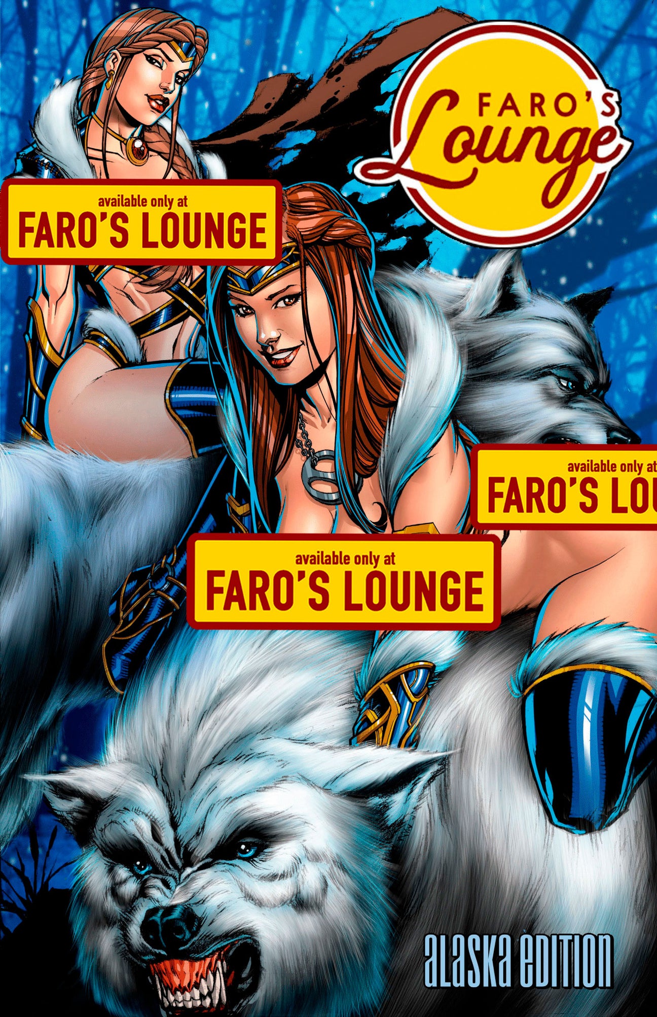 Cover of 'American Safari Sketchbook -- Alaska -- Werewolf Twins Cover' featuring two characters, one seated and the other standing, in a forest-like setting. The character standing has a wolf-like appearance, indicative of the werewolf theme.